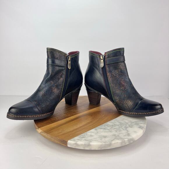 NEW L'Artiste By Spring Step 38 Captivate Women's Leather Block Heel Boots - Picture 8 of 14